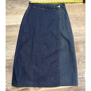 VTG Denim Blue Jean Denim Maxi Wrap Skirt‎ Womens Western Cowgirl Bareback NOS